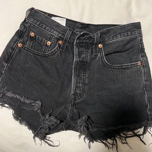 Black denim shorts